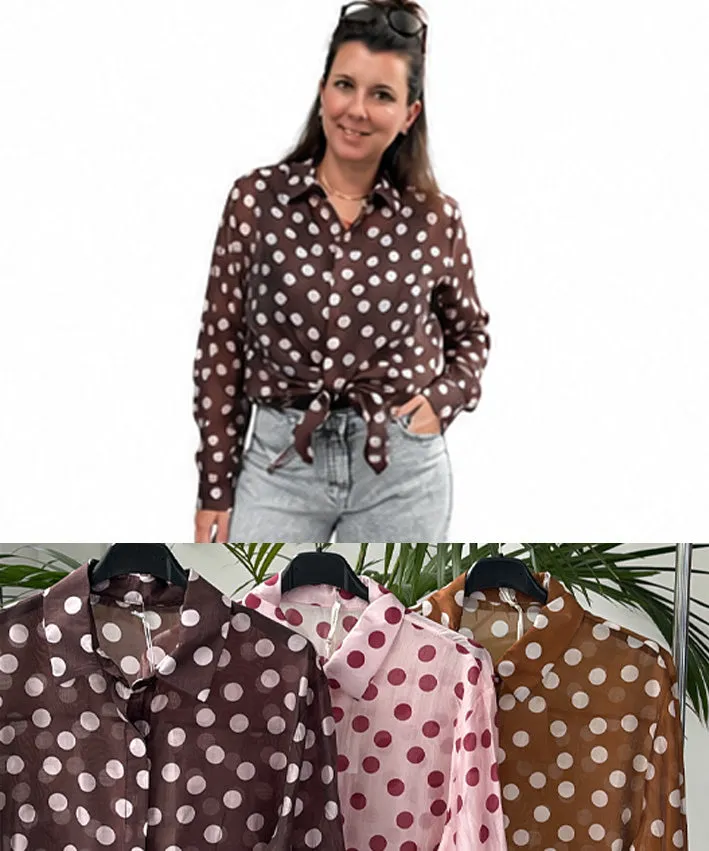 lenipepunkt-polka-dots-bluse-rosa-durchscheinend-onesize-lyocell image 1