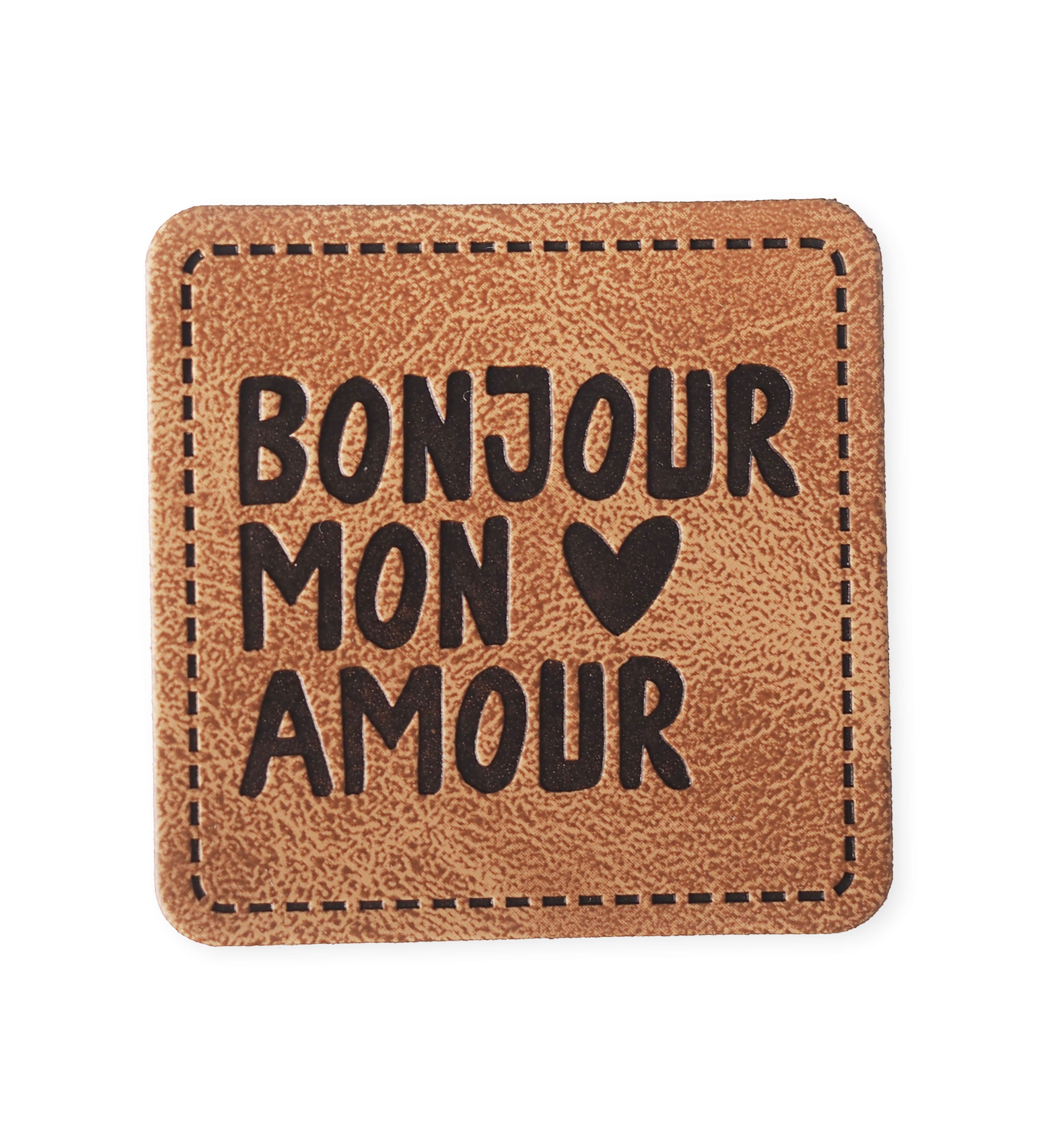 paul-clara-kunstleder-labels-bonjour-mon-amour-iron-on-3-5-cm image 1
