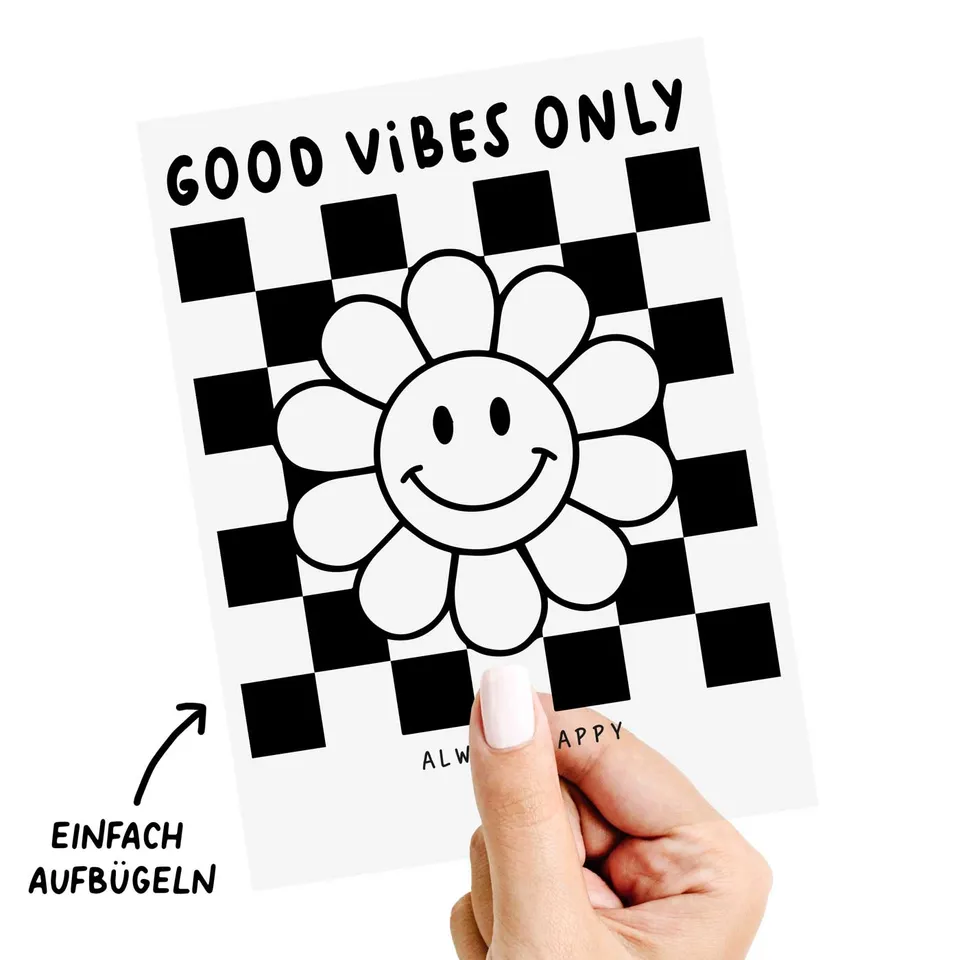 paul-clara-b-gelbilder-good-vibes-only-transferbild-a4-textil image 1