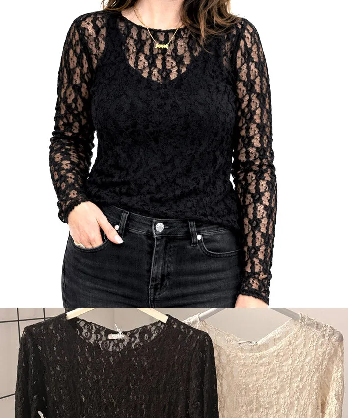 lenipepunkt-ready-to-wear-spitzenshirt-creme-schwarz-onesize image 1