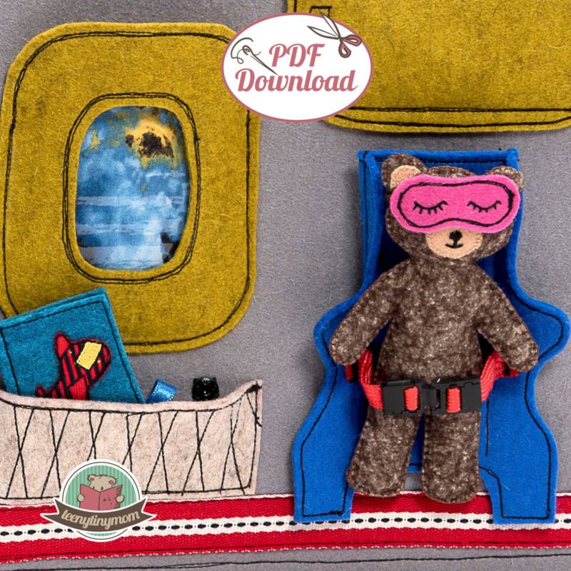 n-hfrosch-schnittmuster-quiet-book-teddy-im-flugzeug-filz-4-seiten image 2