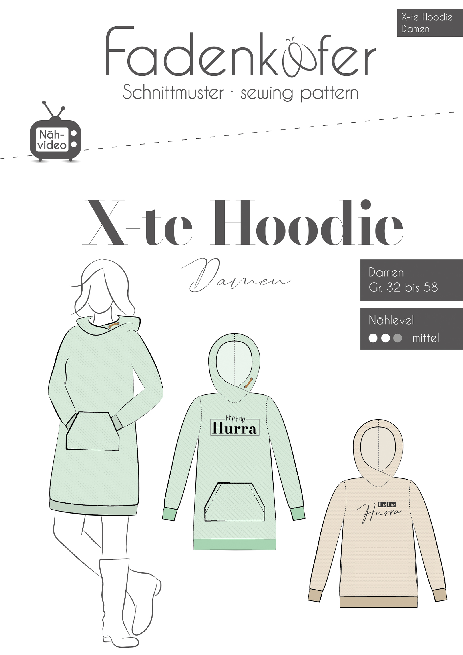 fadenk-fer-x-te-hoodie-papierschnittmuster-damen-gr-32-58 image 1