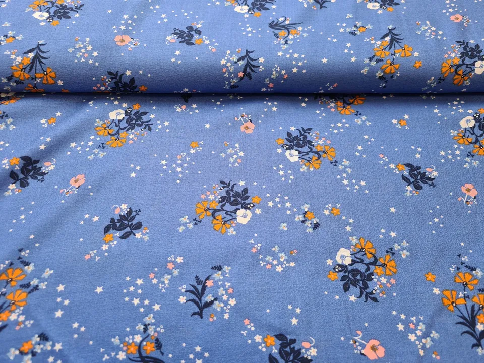 fadenk-fer-viskose-stoff-blau-blumen-restst-ck-1-6m image 1