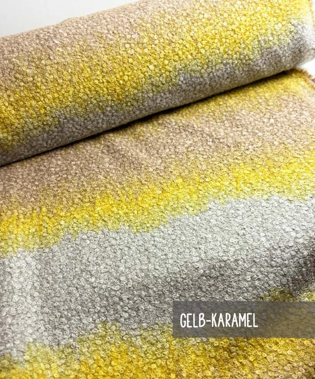 boucle-stoff-gelb-karamel-mantelstoff-400-g-m2-meterware image 1