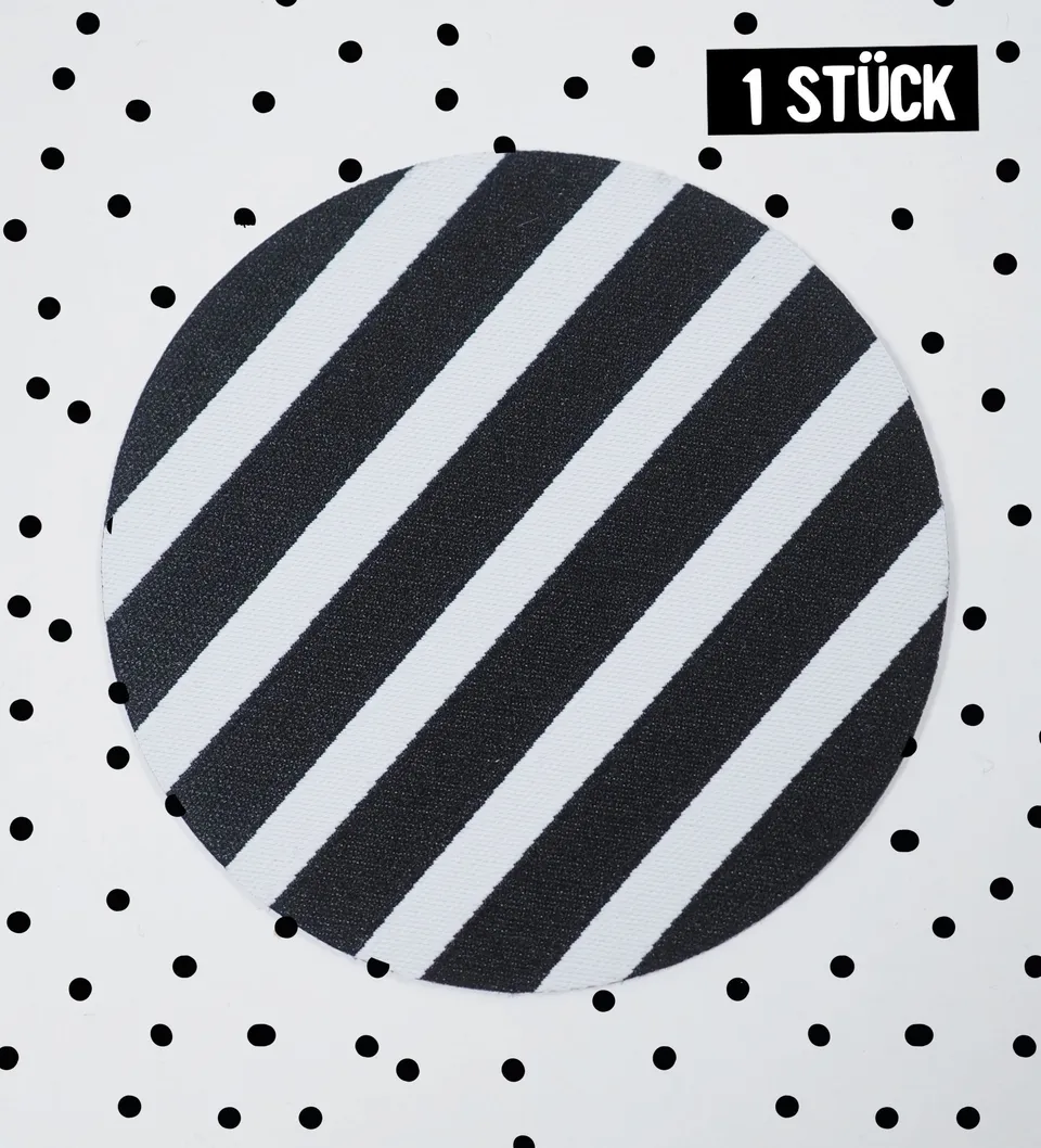 paul-clara-patches-streifen-schwarz-wei-xxl-patch-rund image 1