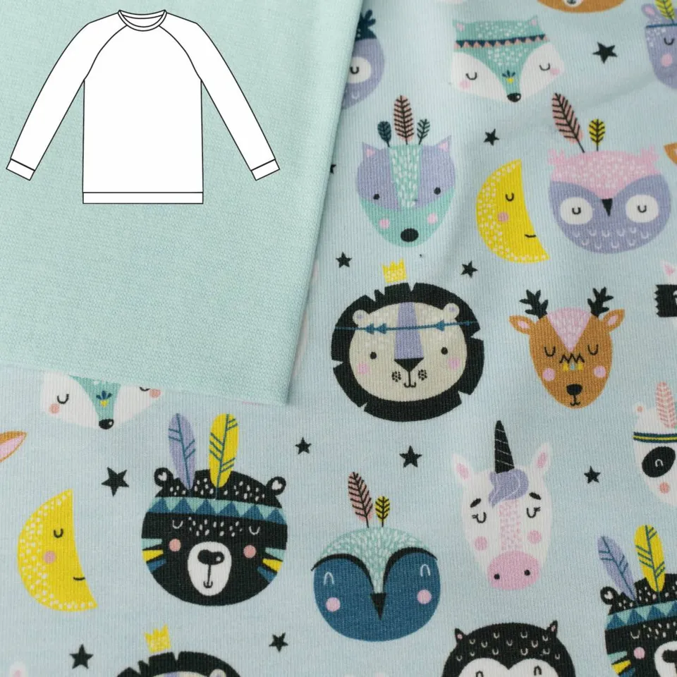 n-hfrosch-sama-n-hpaket-kids-shirt-raglanshirt-boho-tiere-mint image 1