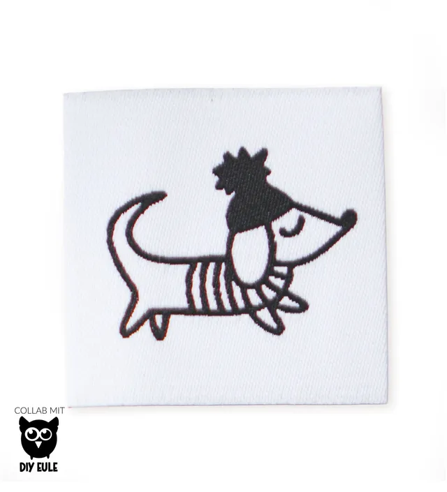 paul-clara-weblabels-dackel-weblabel-schwarz-wei-3-5-cm image 1