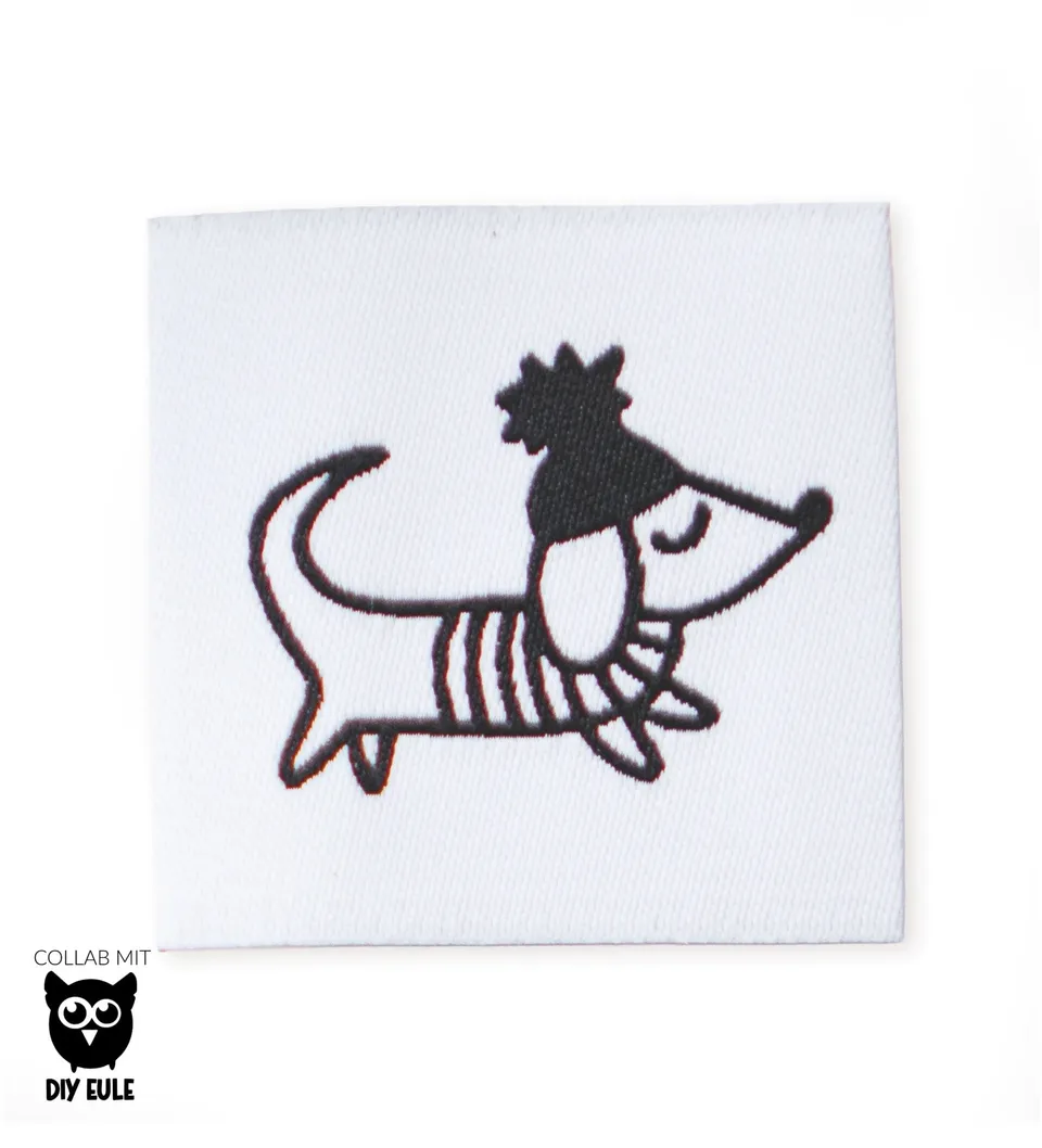 paul-clara-weblabels-dackel-weblabel-schwarz-wei-3-5-cm image 1