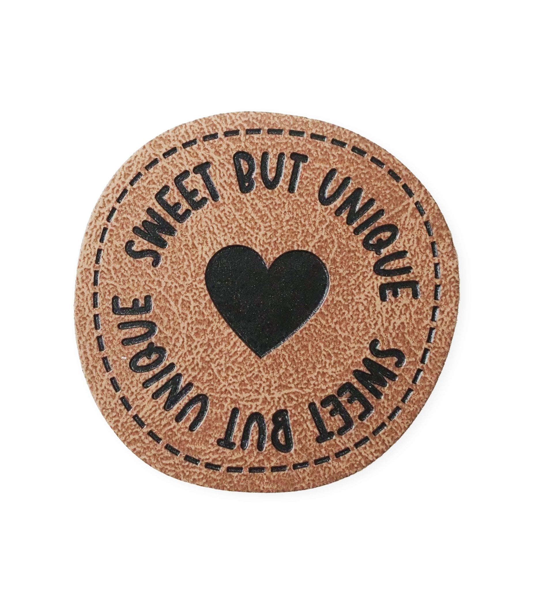 paul-clara-kunstlederlabel-sweet-but-unique-iron-on-3-5cm image 1