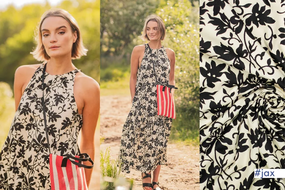 lenipepunkt-fibre-mood-poplin-flowers-ecru-schwarz-baumwolle image 1