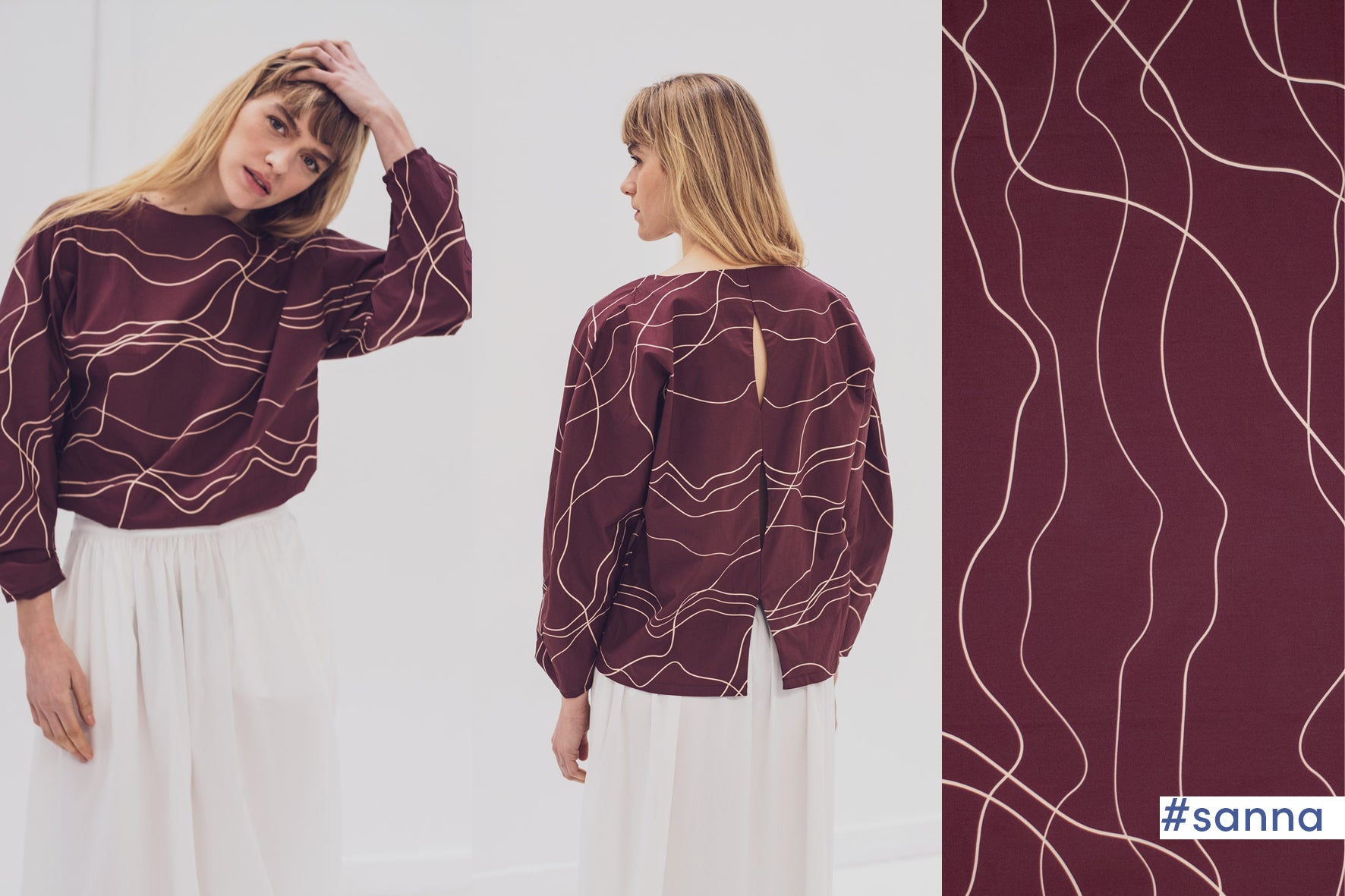 fibre-mood-woven-cotton-poplin-lines-popelin-aubergine-ros image 1
