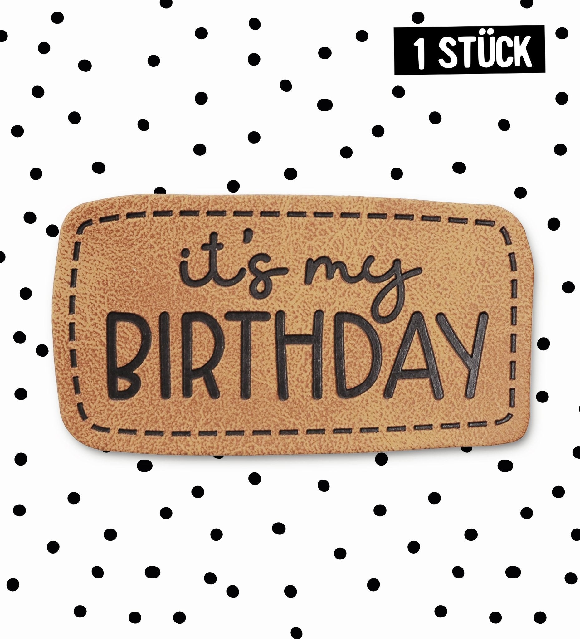 paul-clara-kunstleder-labels-it-s-my-birthday-iron-on-5x2-5cm image 1