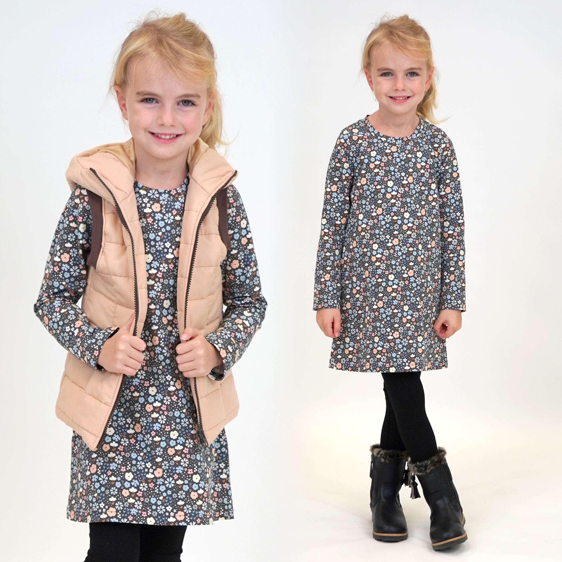 fadenk-fer-basic-kleid-kinder-schnittmuster-gr-74-164-kurzarm image 3