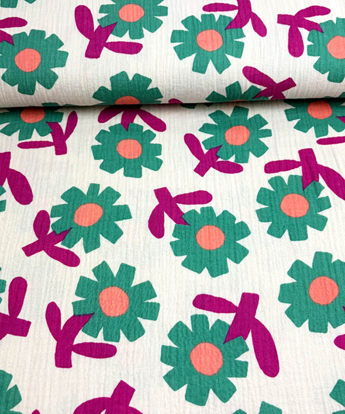 lenipepunkt-stoffe-musselin-doublegauze-daisy-rosa-baumwolle image 7