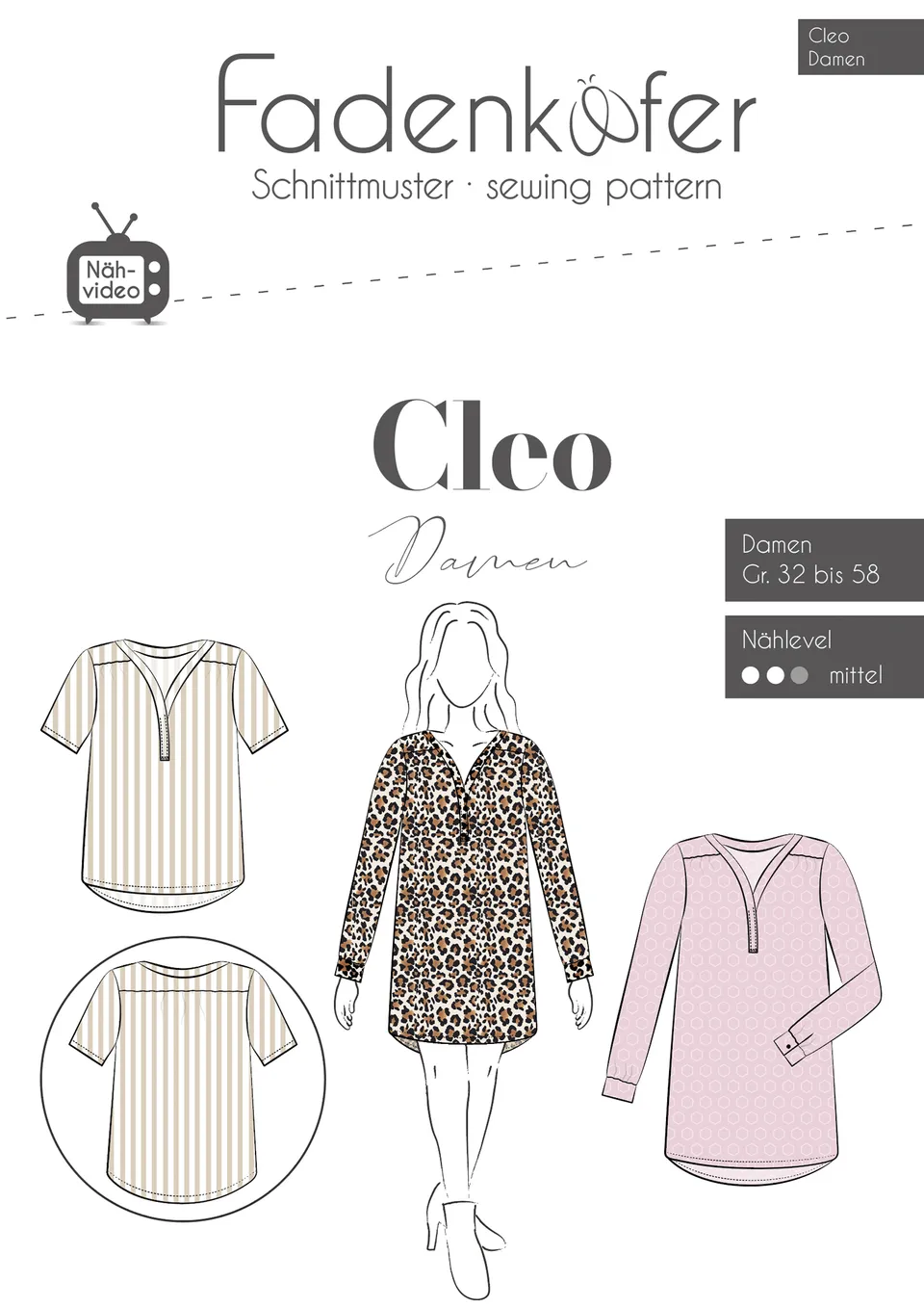 fadenk-fer-papierschnittmuster-bluse-cleo-damen-gr-32-58 image 1