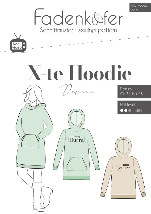 fadenk-fer-x-te-hoodie-papierschnittmuster-damen-gr-32-58 image 1
