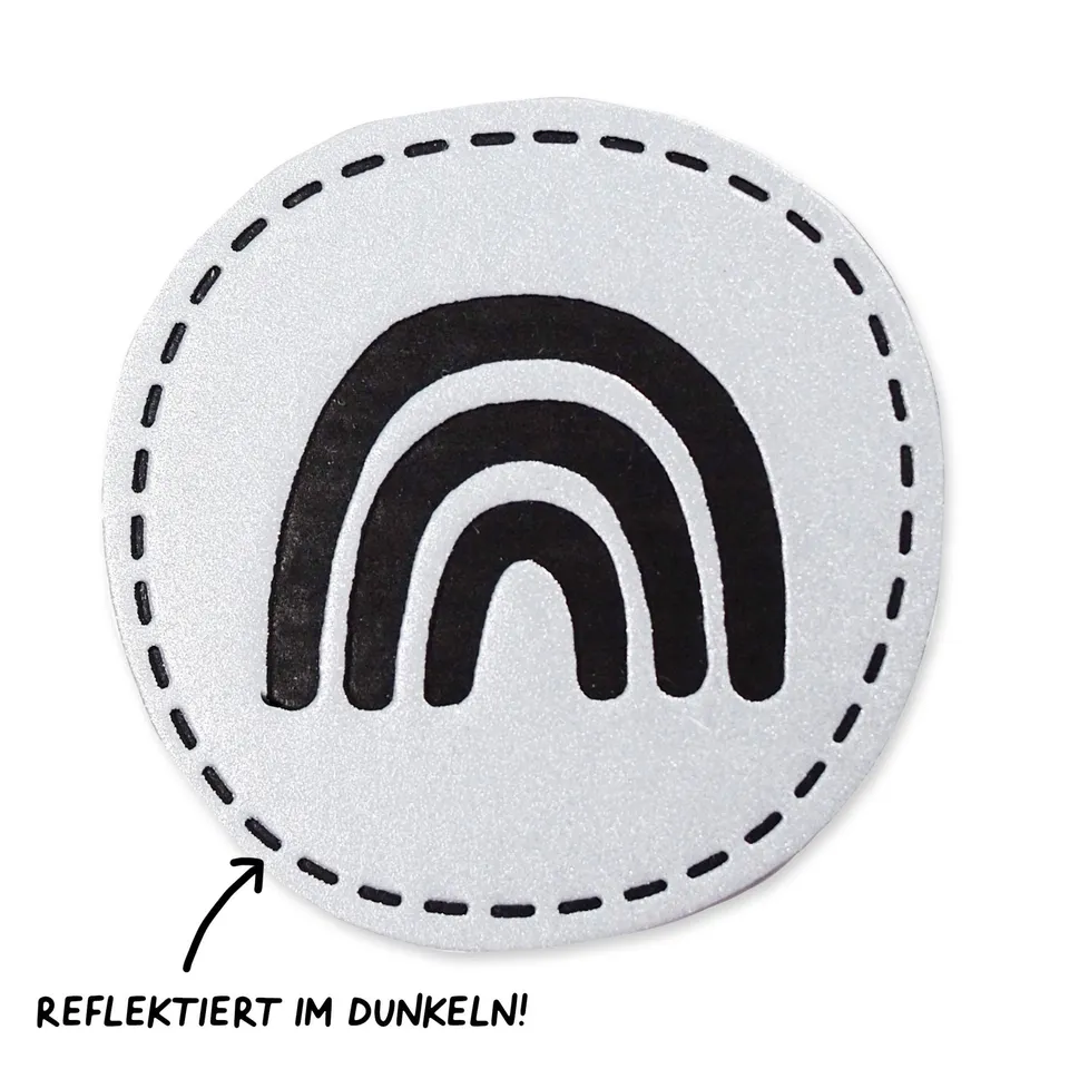 paul-clara-reflektor-labels-regenbogen-iron-on-4cm image 1