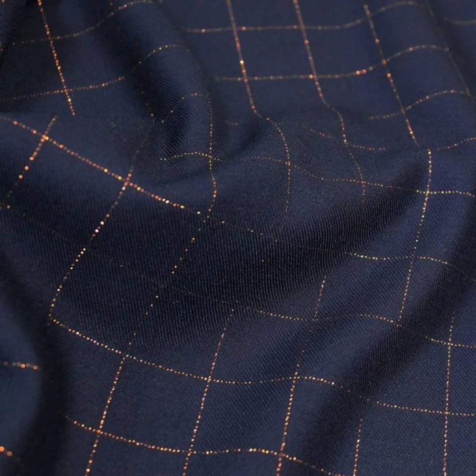 n-hfrosch-stoffe-viskose-twill-glitzer-karo-dunkelblau image 1