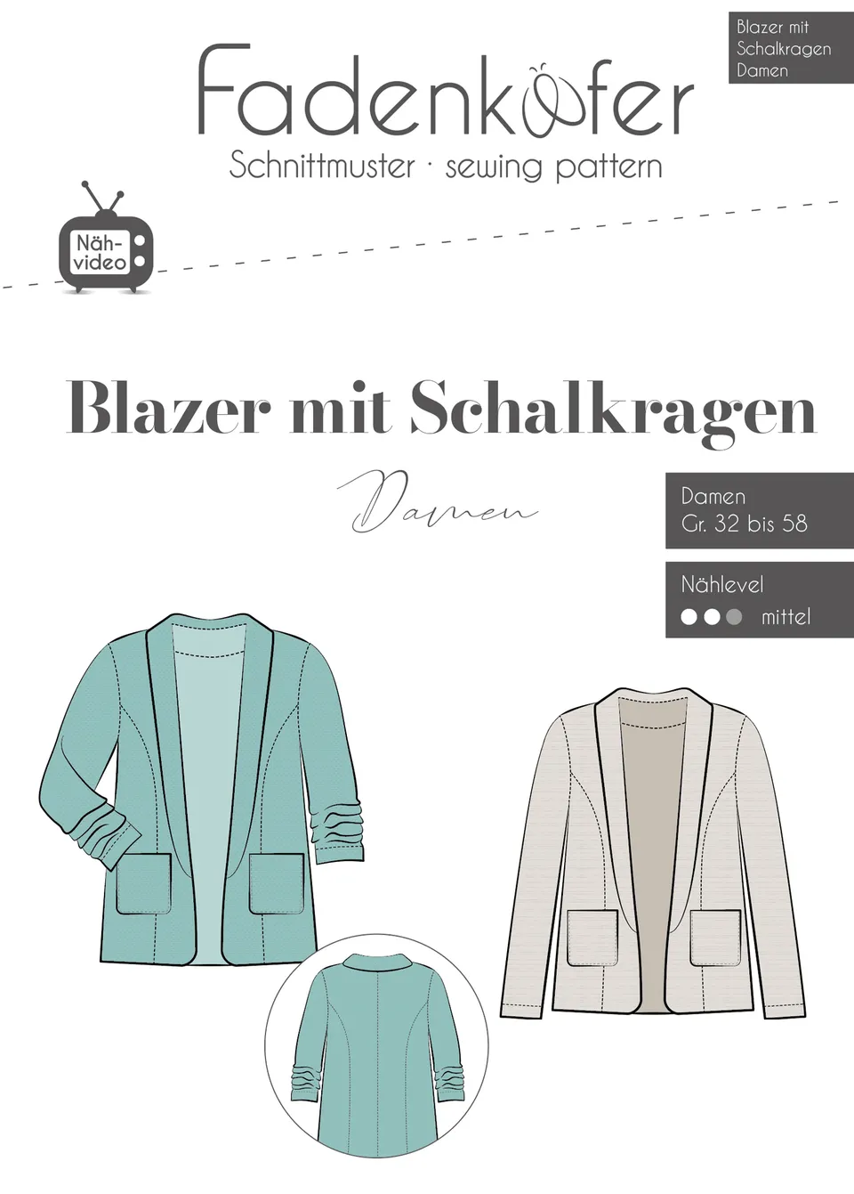 fadenk-fer-blazer-papierschnittmuster-damen-32-58-schalkragen image 1