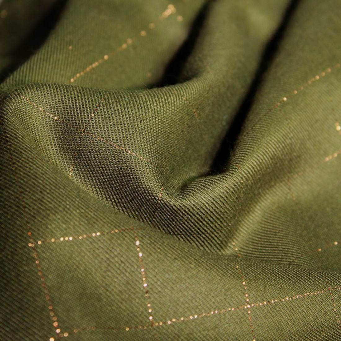n-hfrosch-stoffe-viskose-twill-glitzer-karo-stoff-khaki-blickdicht image 1