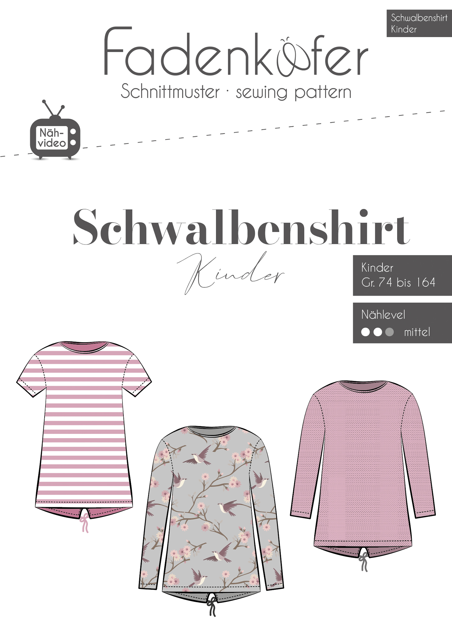 fadenk-fer-schwalbenshirt-papierschnittmuster-kinder-gr-74-164-oversize image 1