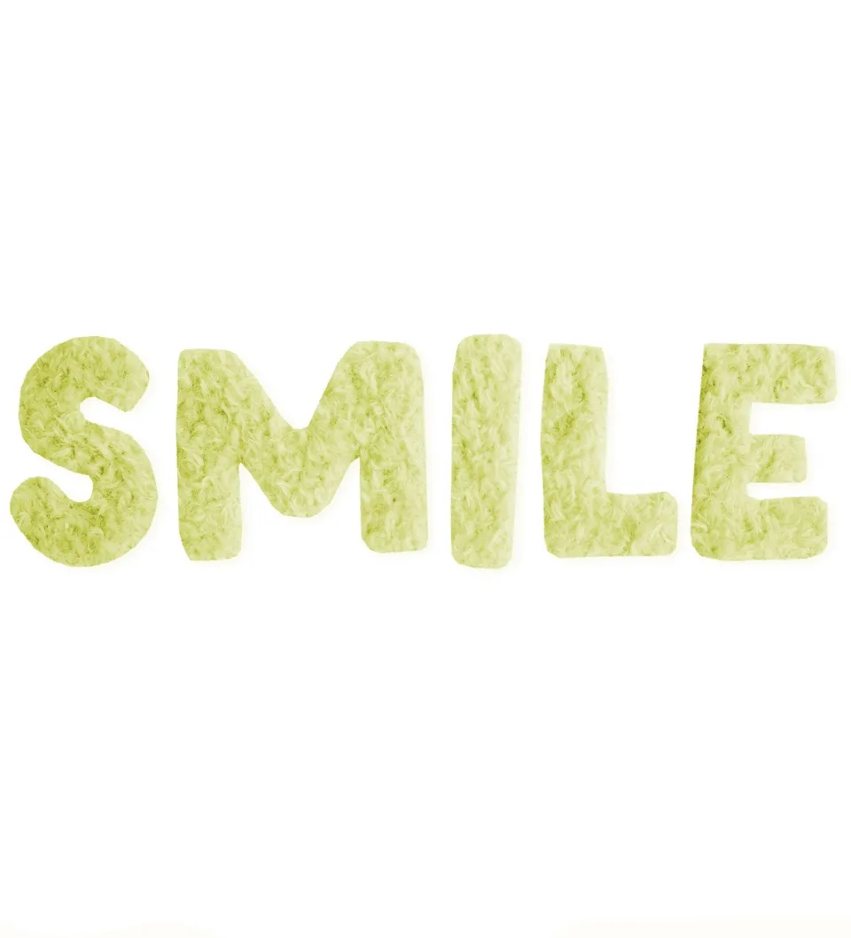 paul-clara-teddy-patch-smile-neongelb-iron-on-17cm image 1