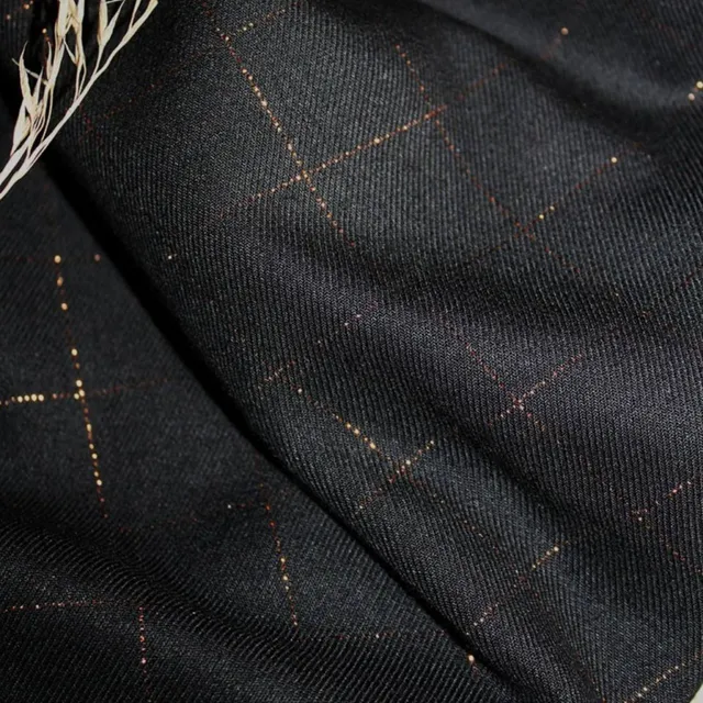 n-hfrosch-glitzer-karo-viskose-twill-schwarz-lurex-stoff image 1