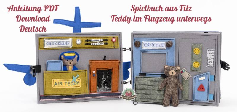 n-hfrosch-teddy-im-flugzeug-quiet-book-schnittmuster-filz image 4