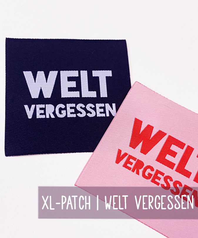lenipepunkt-welt-vergessen-patch-xl-7x7-cm-rosa-rot image 1
