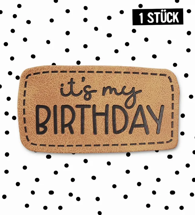 paul-clara-kunstleder-labels-it-s-my-birthday-iron-on-5x2-5cm image 1