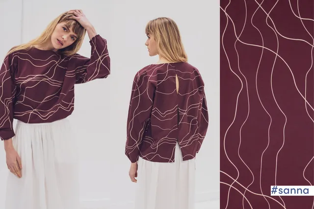 fibre-mood-woven-cotton-poplin-lines-popelin-aubergine-ros image 1