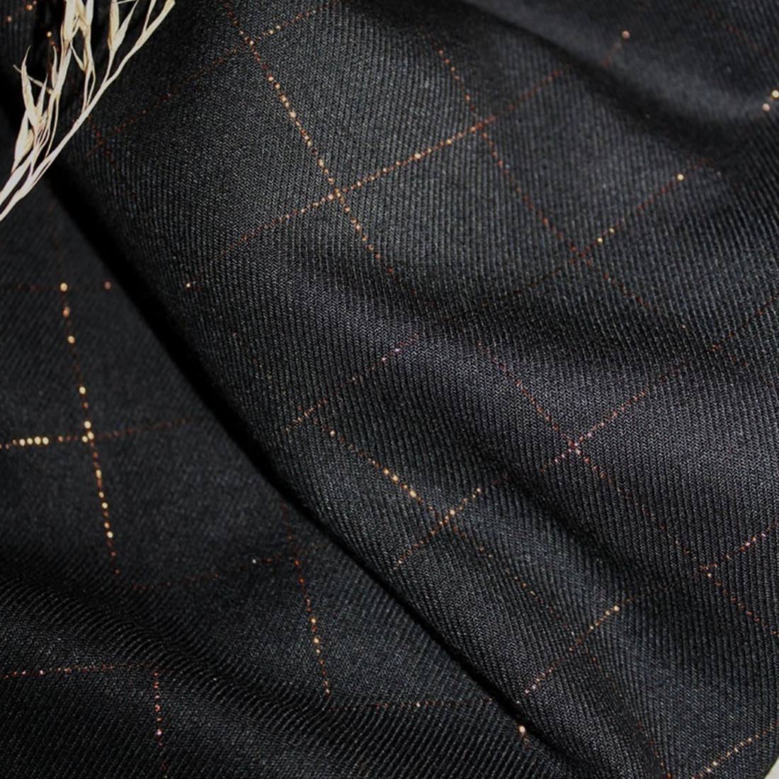 n-hfrosch-glitzer-karo-viskose-twill-schwarz-lurex-stoff image 1