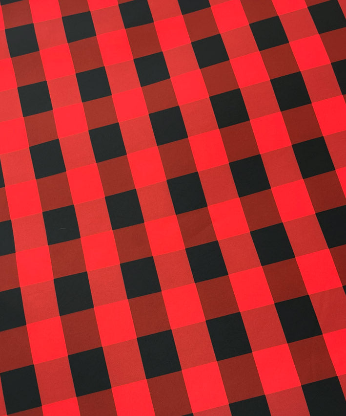 lenipepunkt-nylon-karo-stoff-rot-schwarz-meterware image 1
