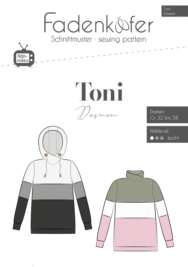 fadenk-fer-toni-schnittmuster-damen-32-58-hoodie image 1
