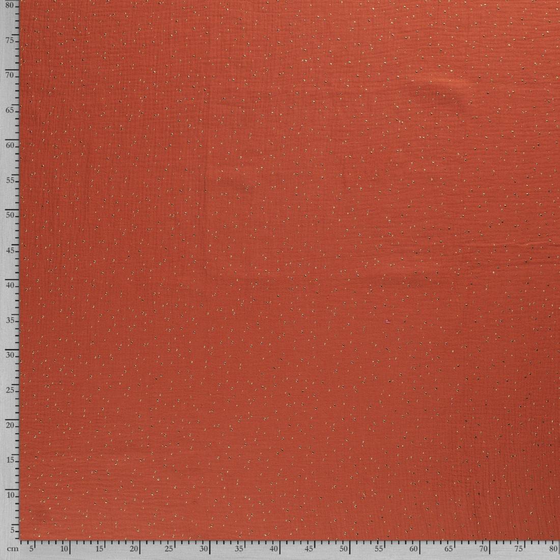 n-hfrosch-stoffe-musselin-glitzer-punkte-stoff-steinrot-baumwolle image 3