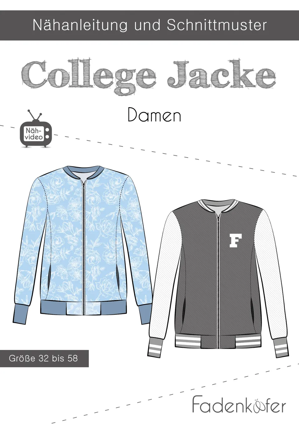 fadenk-fer-college-jacke-papierschnittmuster-damen-32-58 image 1