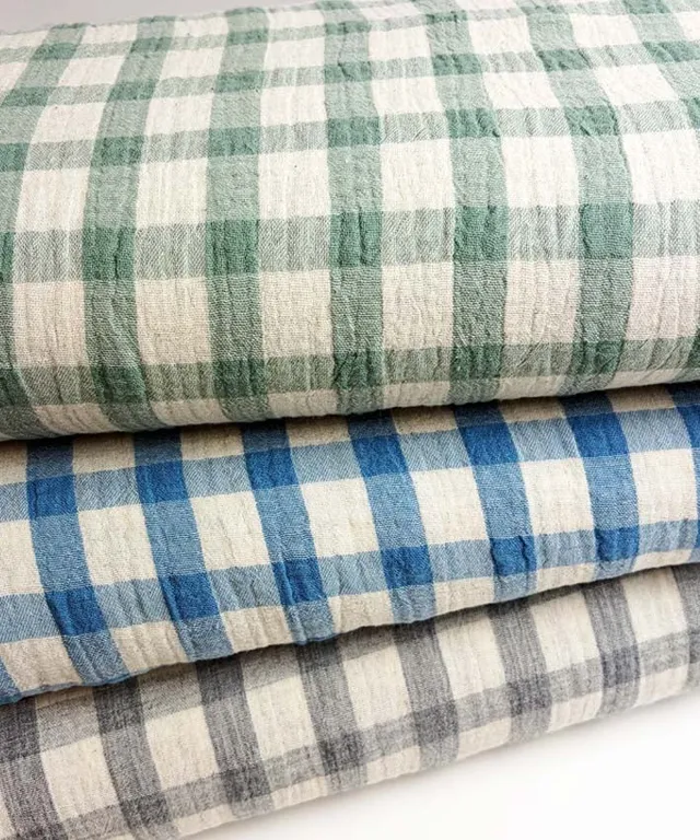 lenipepunkt-musselin-doublegauze-karos-blau-meterware image 1
