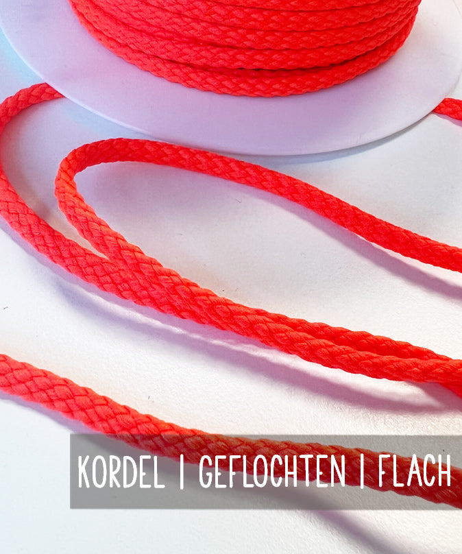 lenipepunkt-kurzwaren-kordel-neon-orange-flach-geflochten-polyester image 1