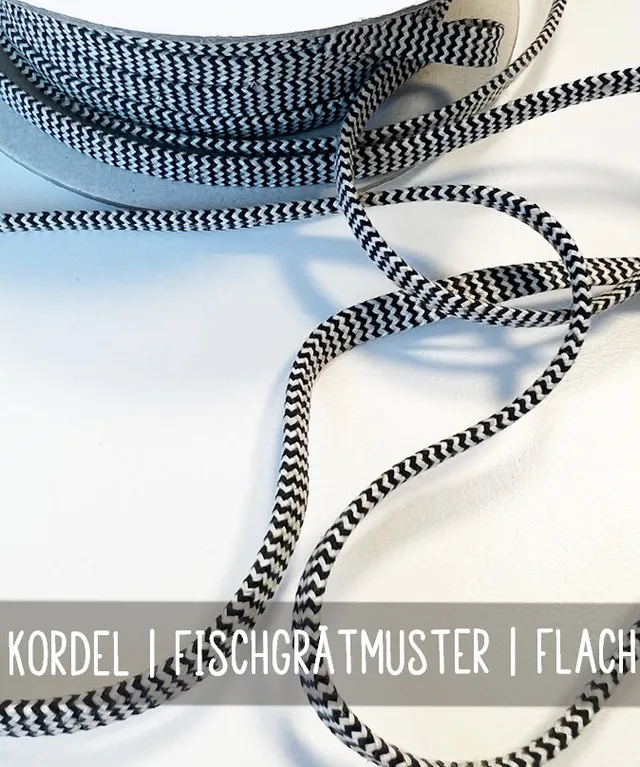 lenipepunkt-kordel-fischgr-tmuster-flach-schwarz-wei-meterware image 1