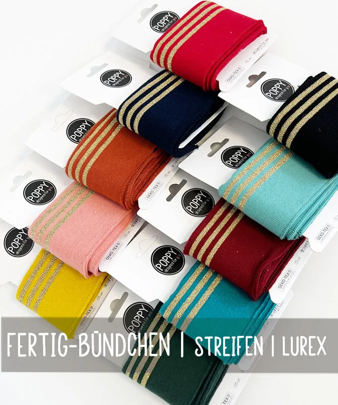 lenipepunkt-streifen-lurex-fertig-b-ndchen-cuffs-t-rkis image 1