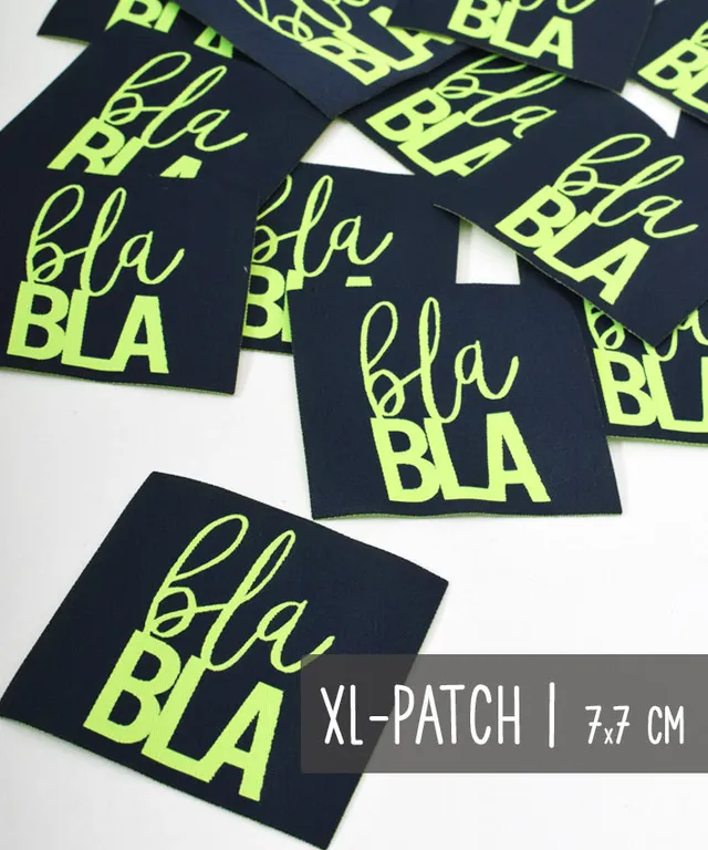 lenipepunkt-xl-patch-bla-bla-aufn-her-navy-neongelb-7x7-cm image 1