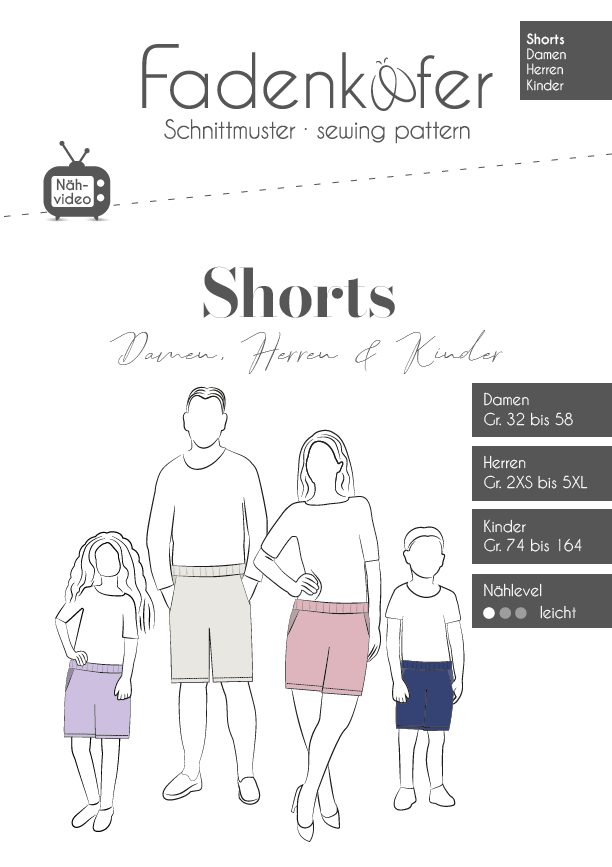 fadenk-fer-papierschnittmuster-shorts-damen-herren-kinder-gummibund image 1