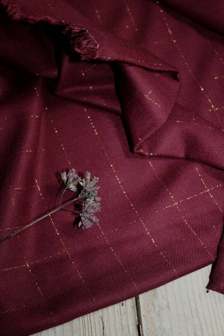 n-hfrosch-stoffe-viskose-twill-glitzer-karo-blusenstoff-dunkelrot image 3