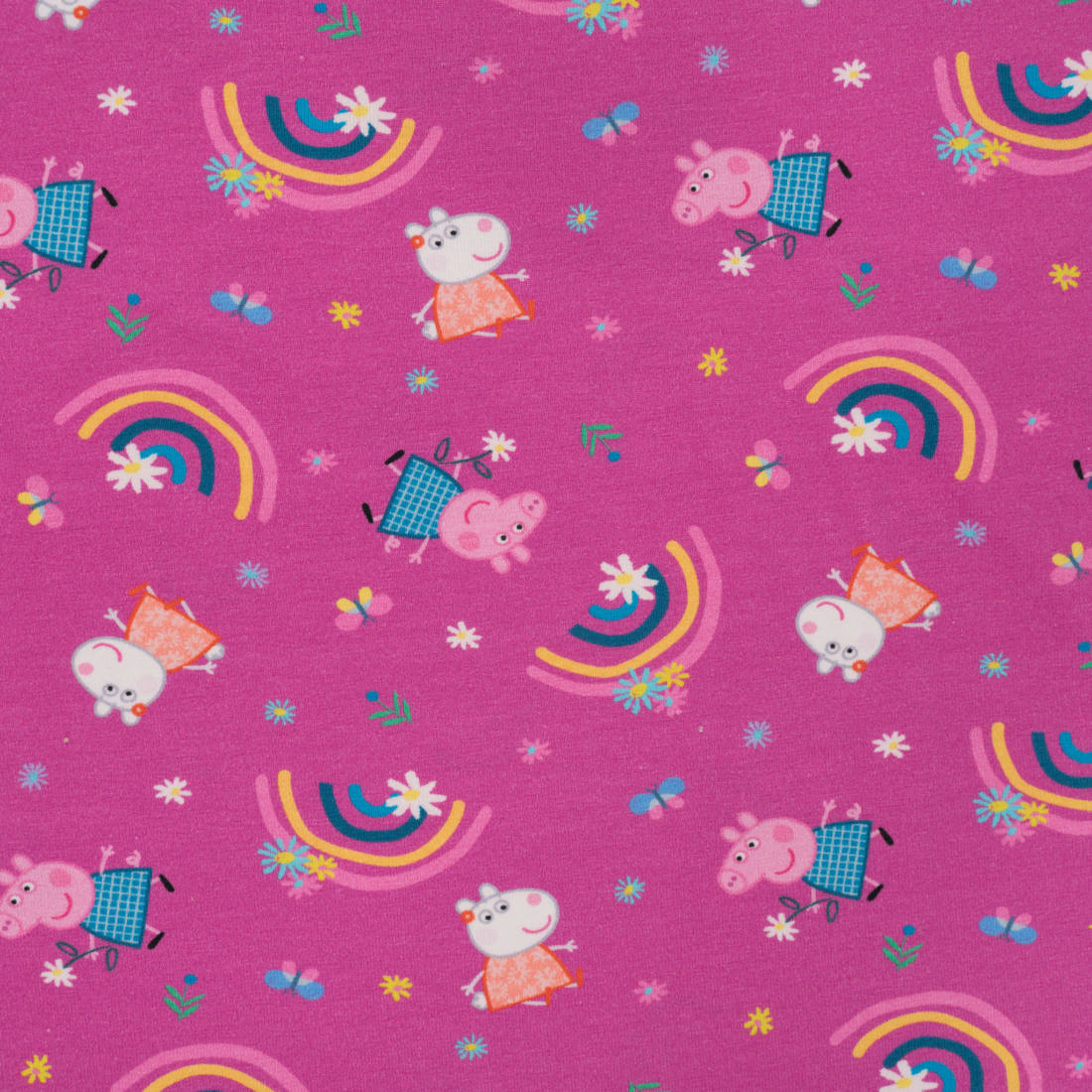 n-hfrosch-stoffe-baumwolljersey-peppa-wutz-regenbogen-kinderstoff image 1