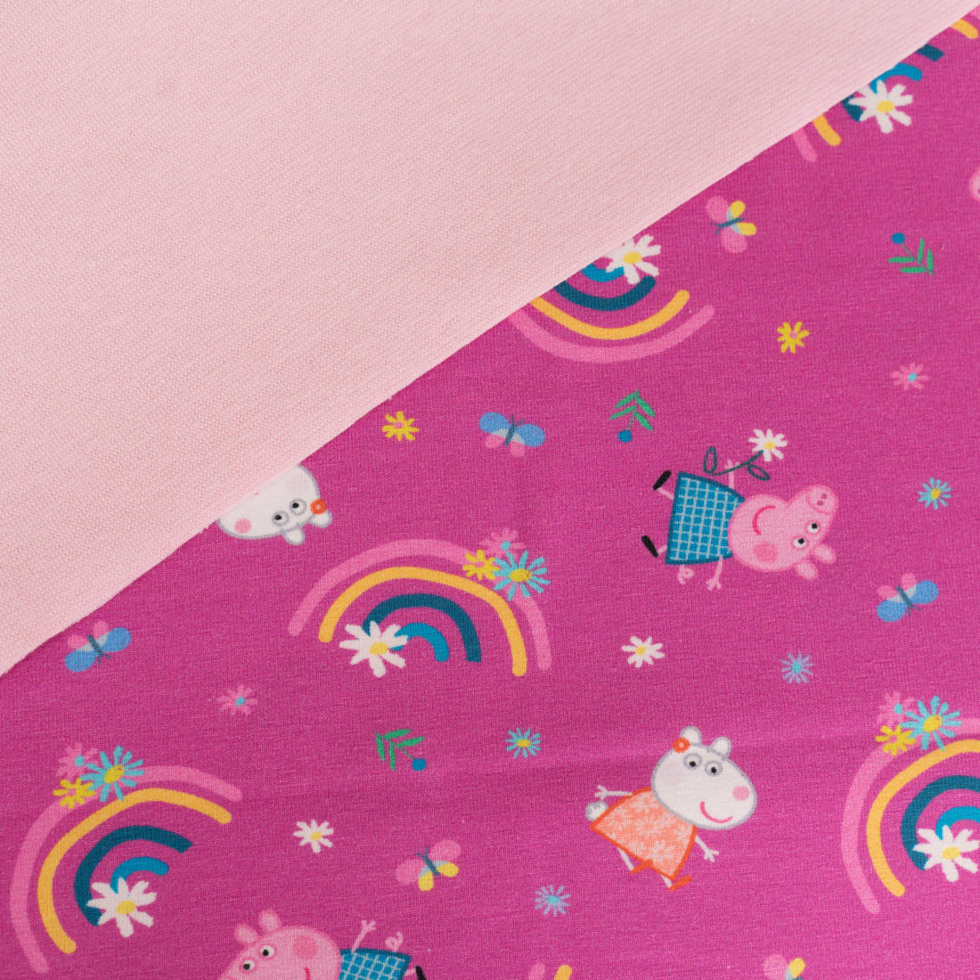 n-hfrosch-stoffe-baumwolljersey-peppa-wutz-regenbogen-kinderstoff image 4