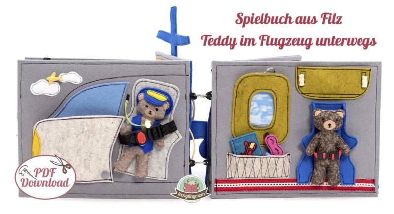 n-hfrosch-schnittmuster-quiet-book-teddy-im-flugzeug-filz-4-seiten image 6