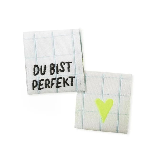 paul-clara-weblabels-du-bist-perfekt-blau-neongelb-label image 1